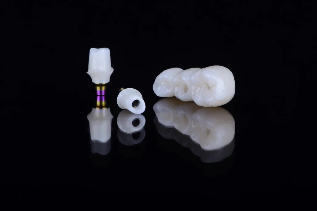 zirconia and titanium dental implants
